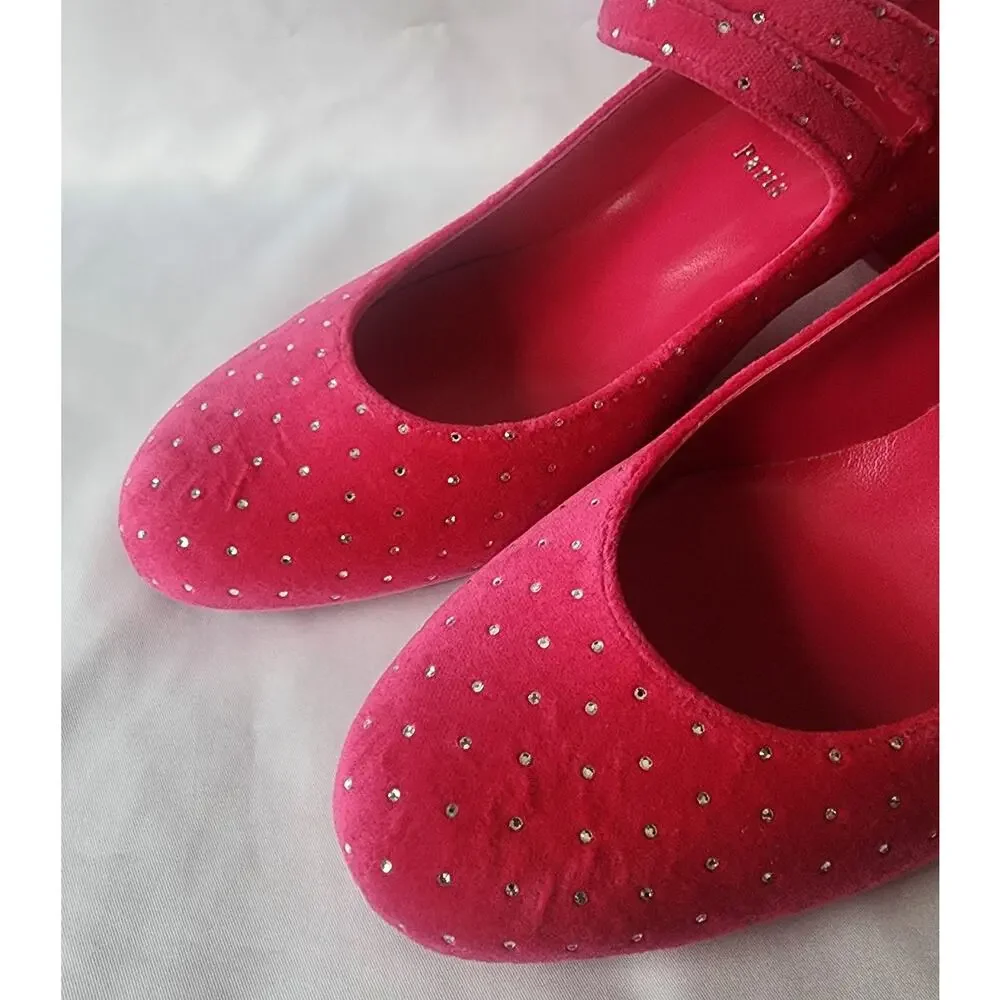 New Christian Louboutin Miss Mary Jane Shoes Heels Rhinestones Studs Sz 41 US 11 - Picture 10 of 10